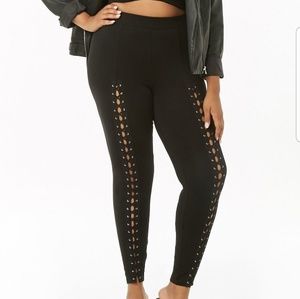 plus lace up leggings
